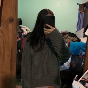 Grey long sleeve knit sweater